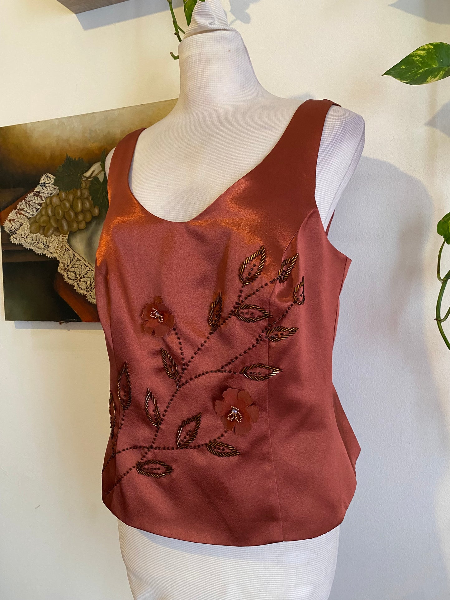 Brand new handbeaded corset liquid organza