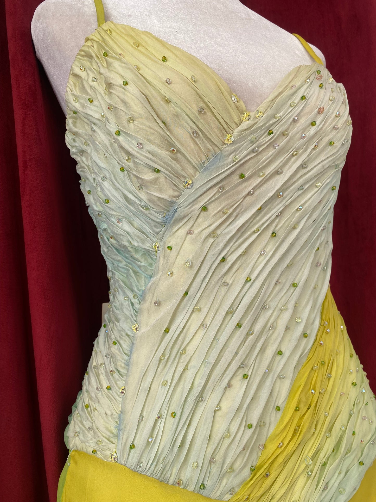 100% silk hand painted floor length gown