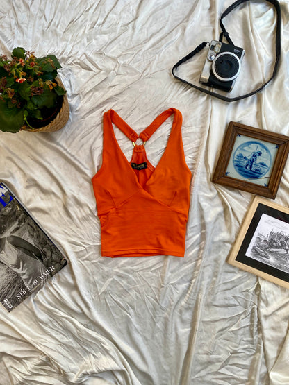 Orange y2k fitted crop top