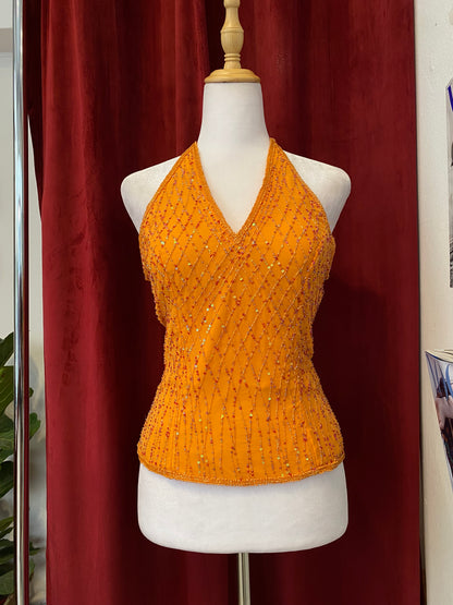 100% silk brand new orange corset with open back 🧡