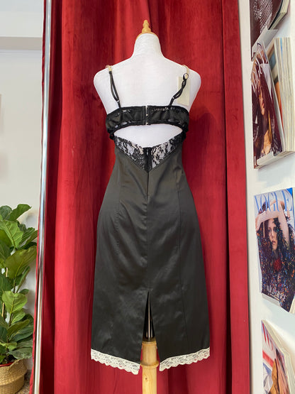 Classical Italian bodycon dress with lace details and open back