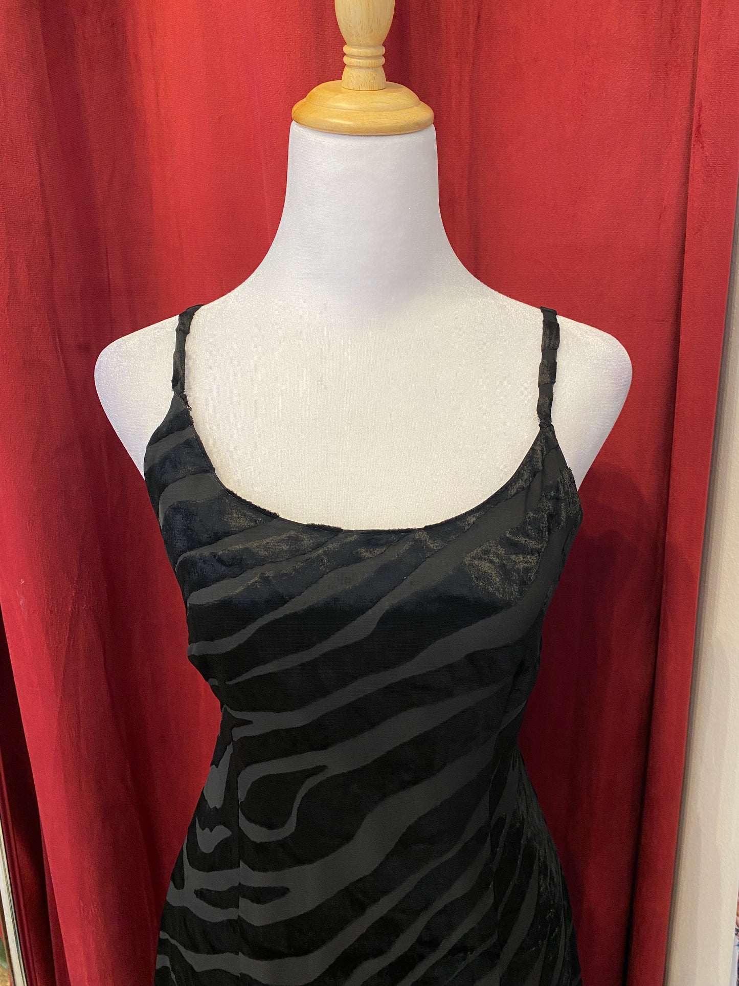 Brand new black velvet dress with zebra details