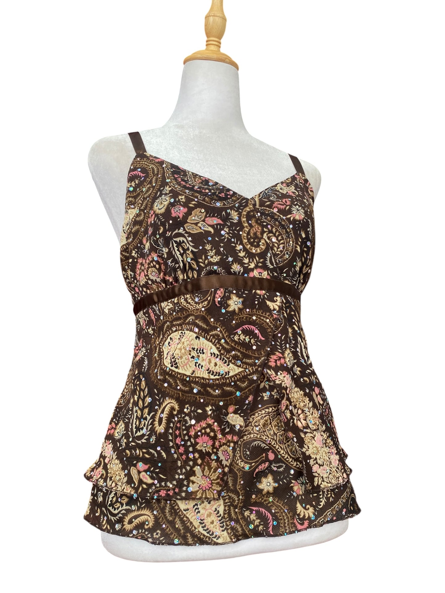 Sequin brown cami top