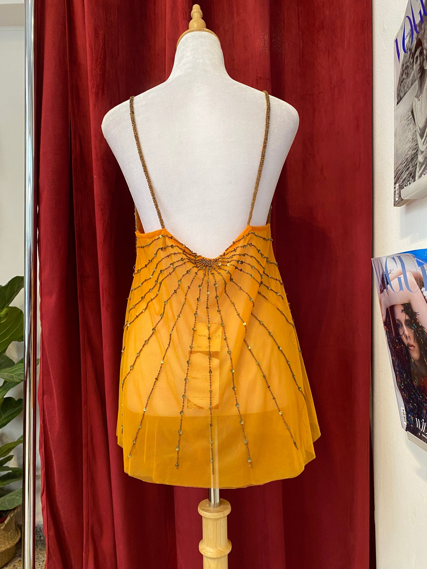 100% silk brand new orange handbeaded summer top 🧡