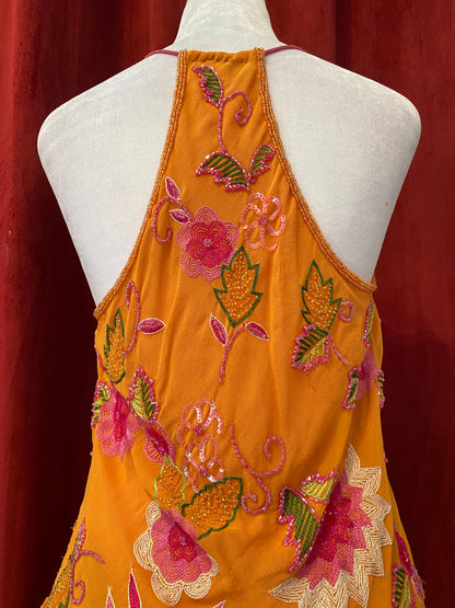 100% silk brand new orange handbeaded top 🧡