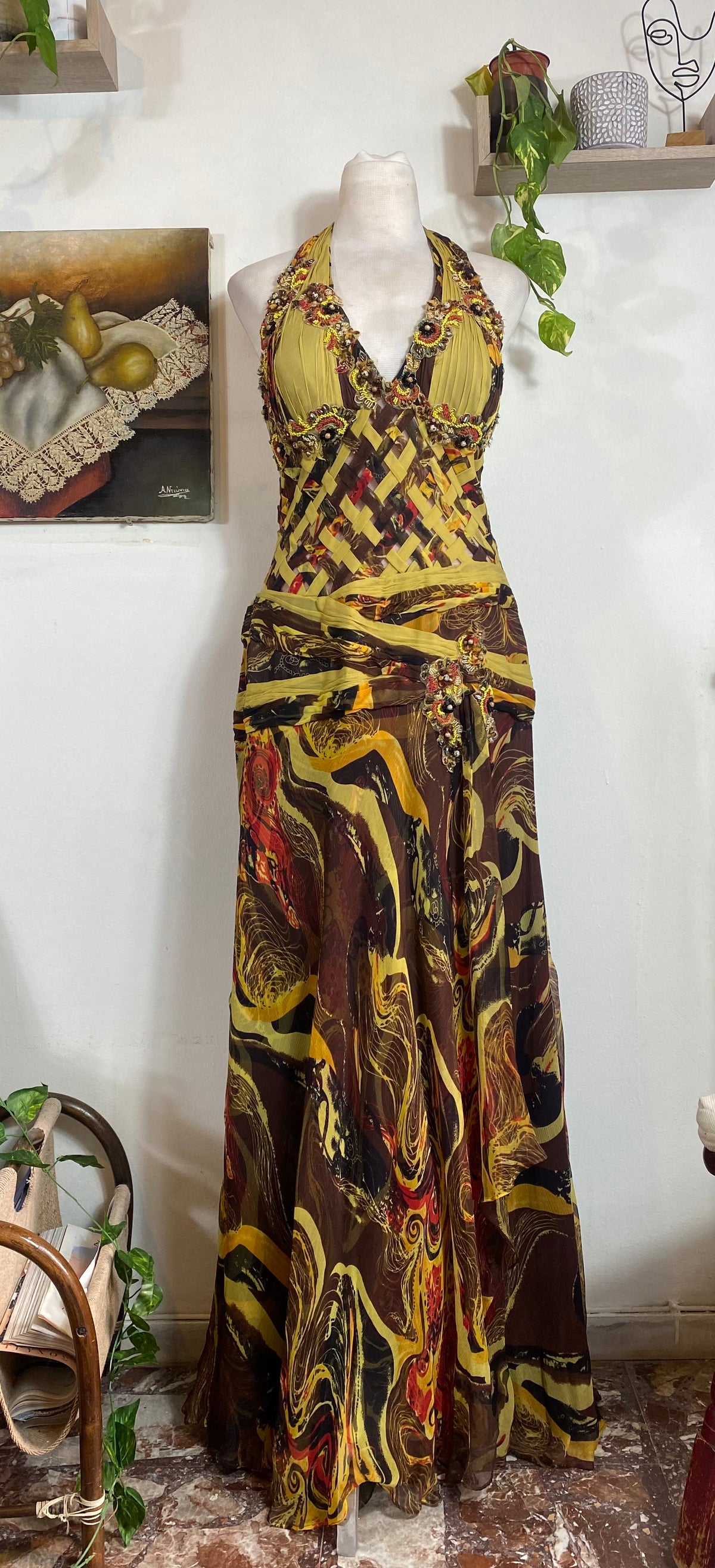 Nocturne Embroidered Silk Gown