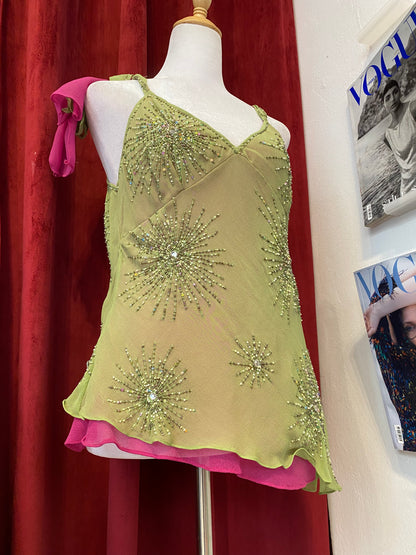 100% silk brand new 2 coloured handbeaded top 💐