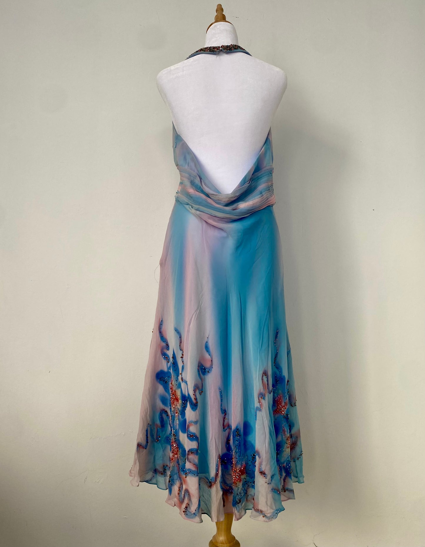 100% silk brand new all over handbeaded one of a kind gown