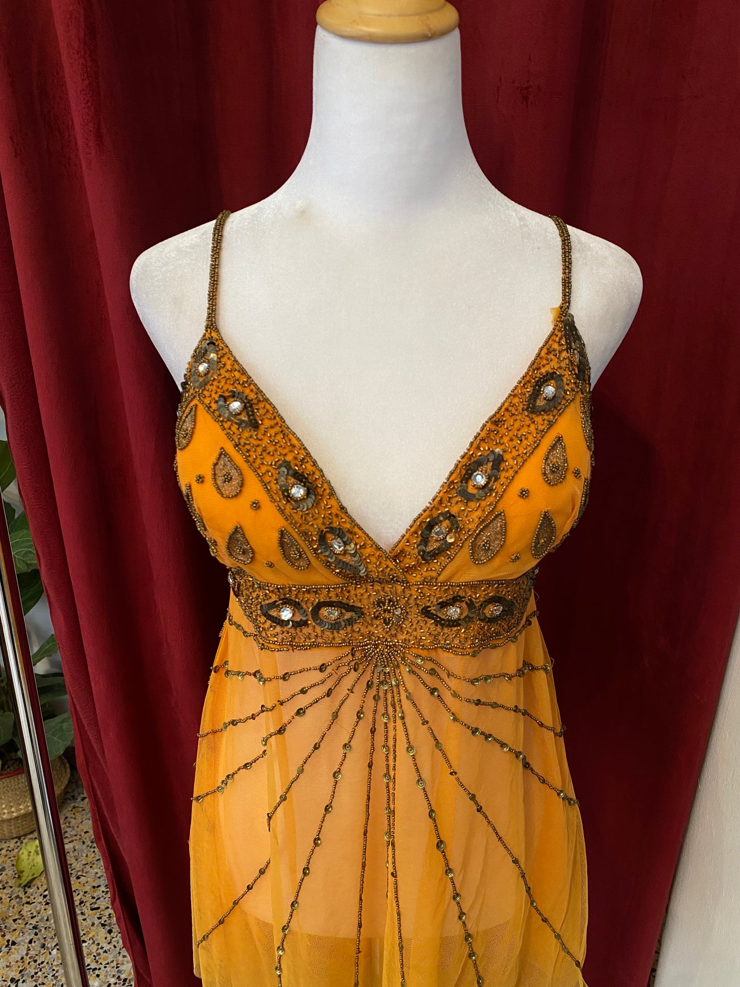 100% silk brand new orange handbeaded summer top 🧡