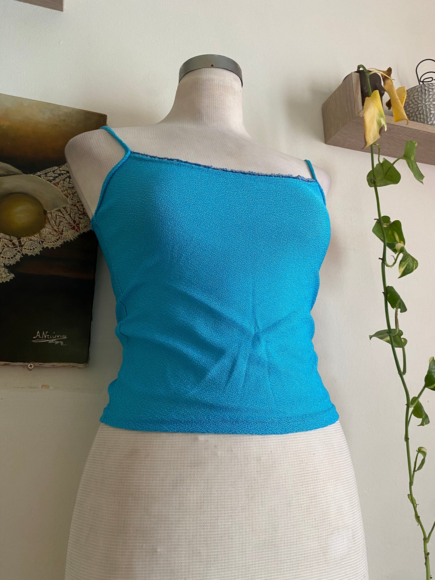 Brand new baby blue crochet like top