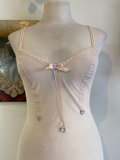 Fairy light pink babydoll with flower details