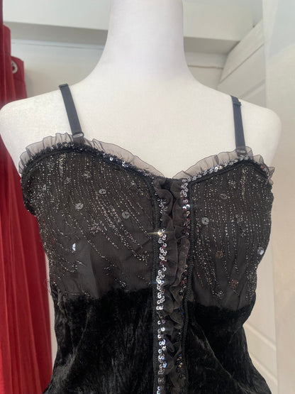 Brand new velvet top with sequin details