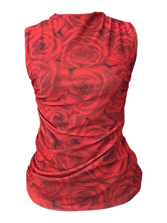 Red rushed up floral top ❤️