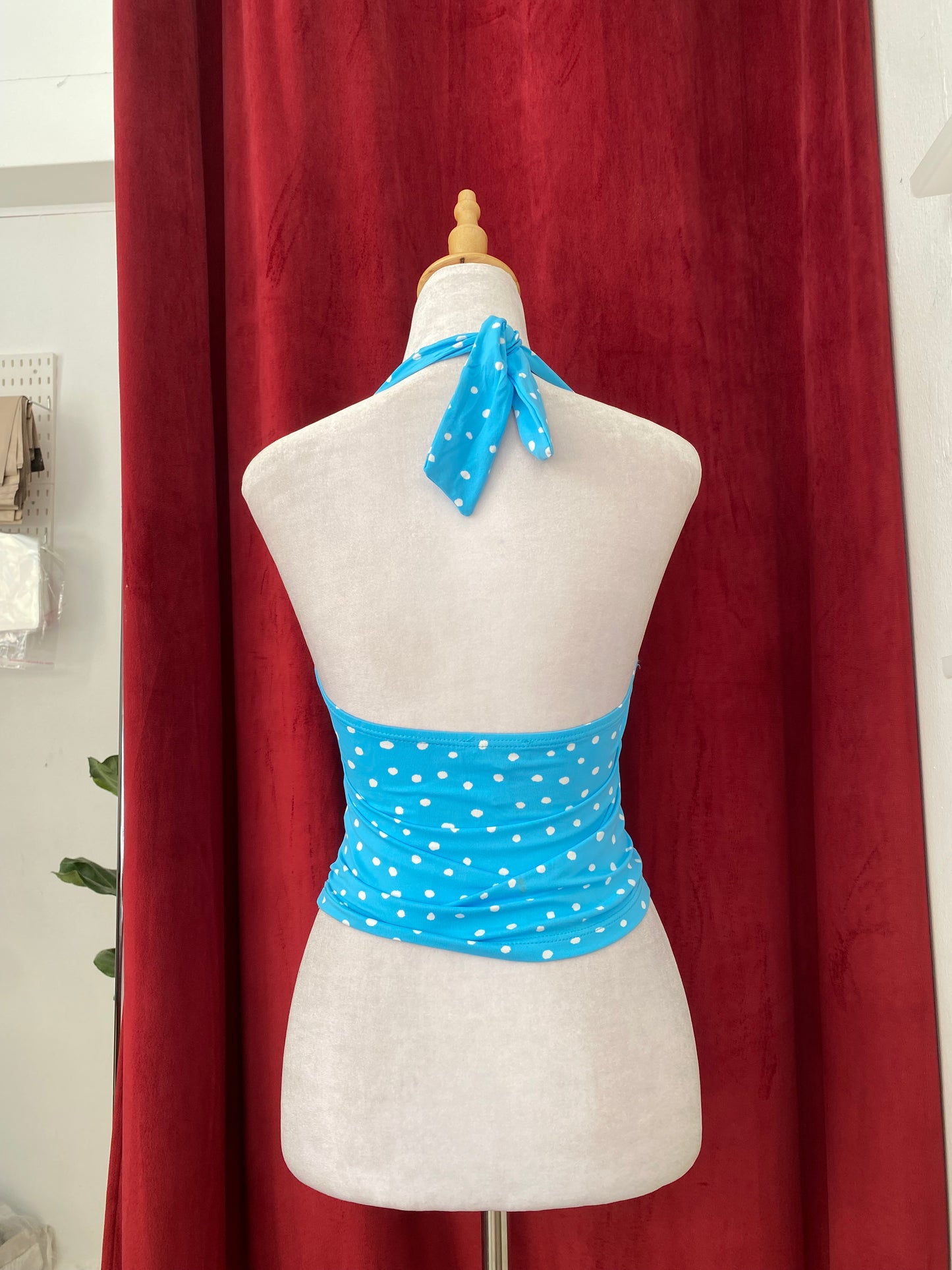 Light blue polka dot top