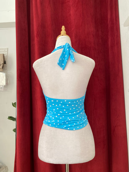 Light blue polka dot top