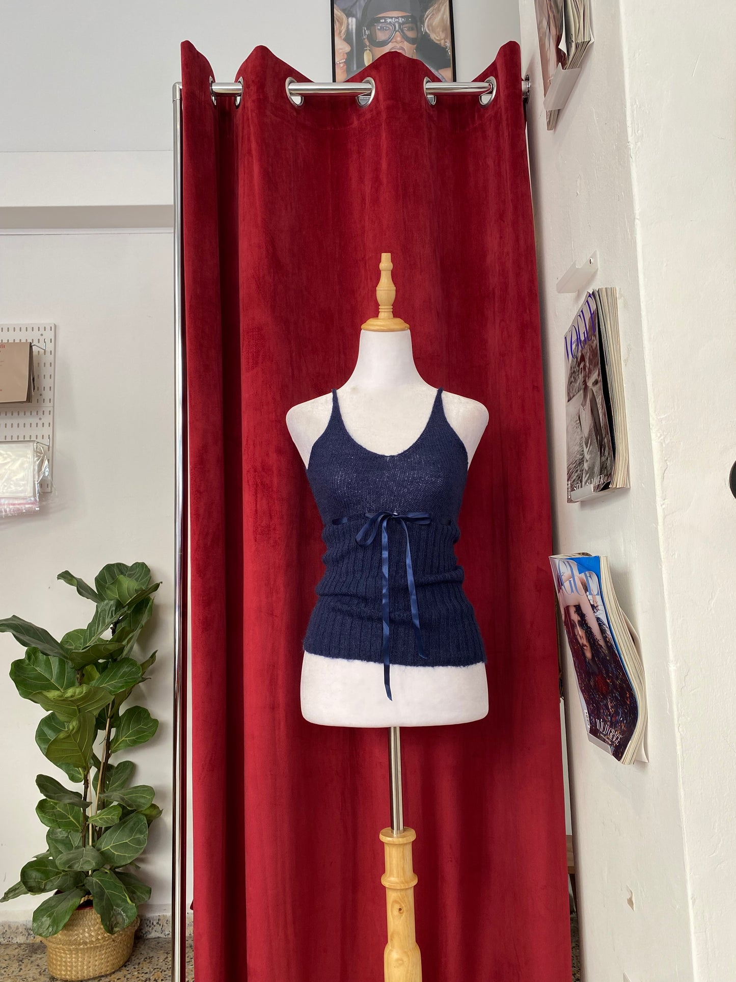 Motivi dark blue crochet top