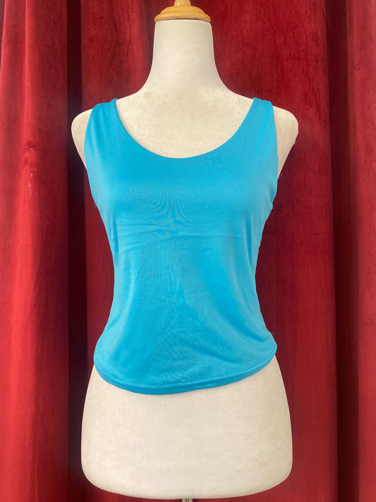 Blue open back top