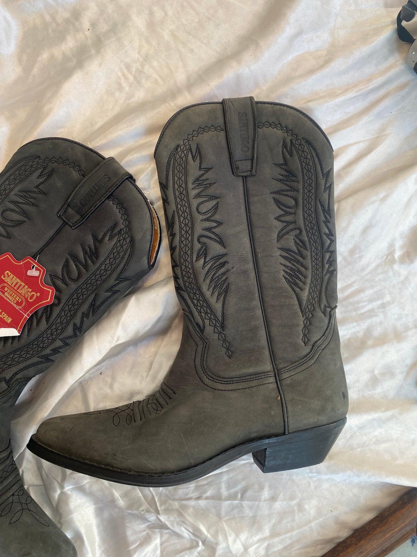 Suede brand new vintage black cowboy boots