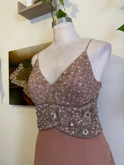 100% silk brand new handbeaded pink dress