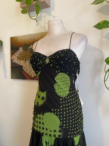 100% silk brand new handbeaded asymmetrical dress