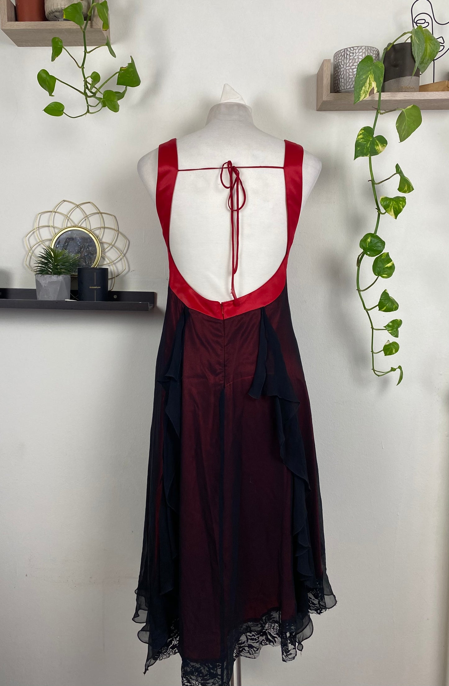 Red openback midi dress