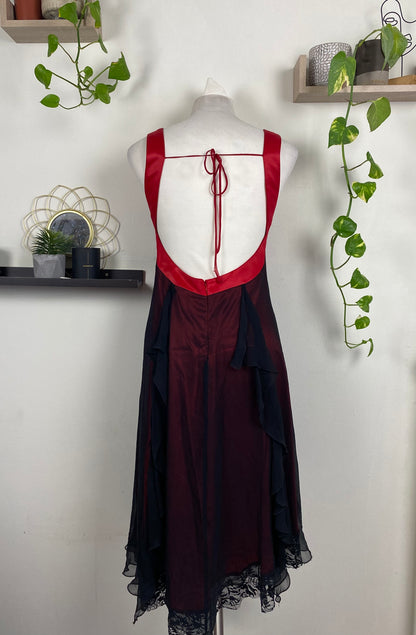 Red openback midi dress
