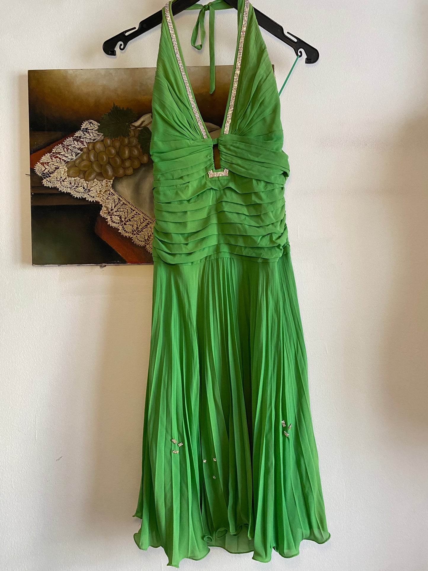 100% silk brand new haute couture two toned dress with sequin details