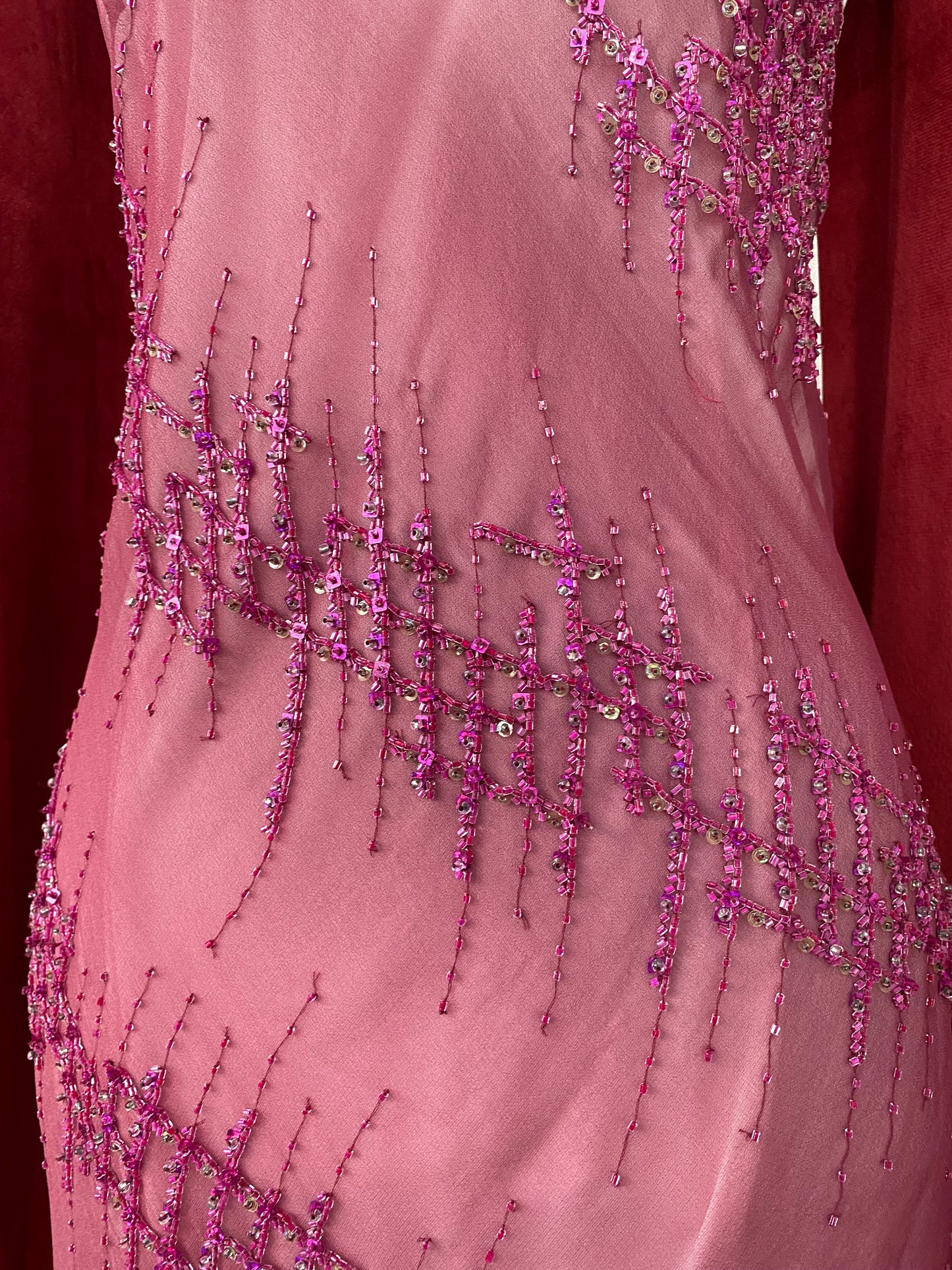 Bordeaux Whisper Asymmetrical Gown