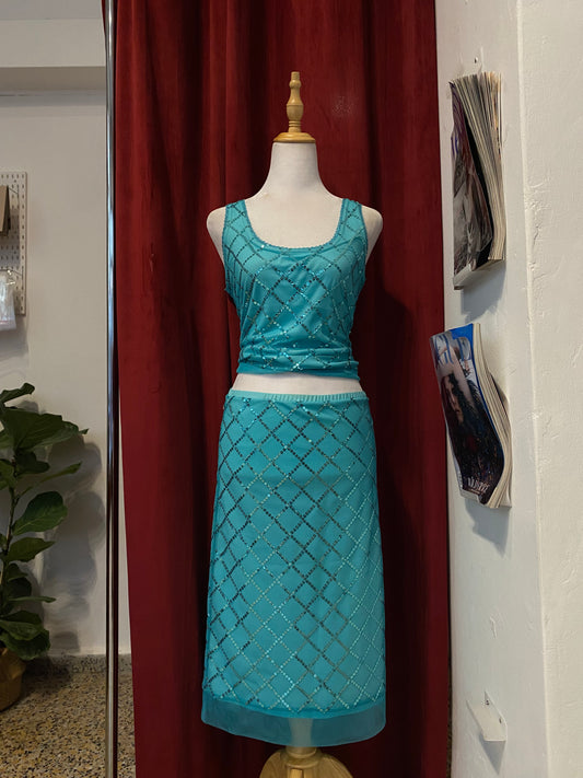 Baby blue sequin 2 piece mermaid set 🧜