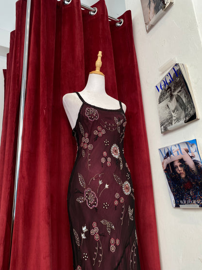 100% silk Brand new black with pink sequin gown 🖤