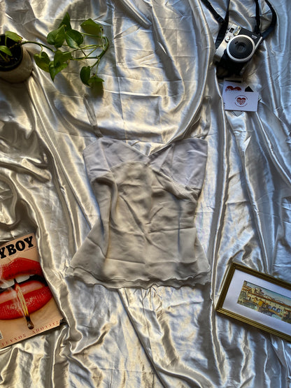 100% silk light grey top