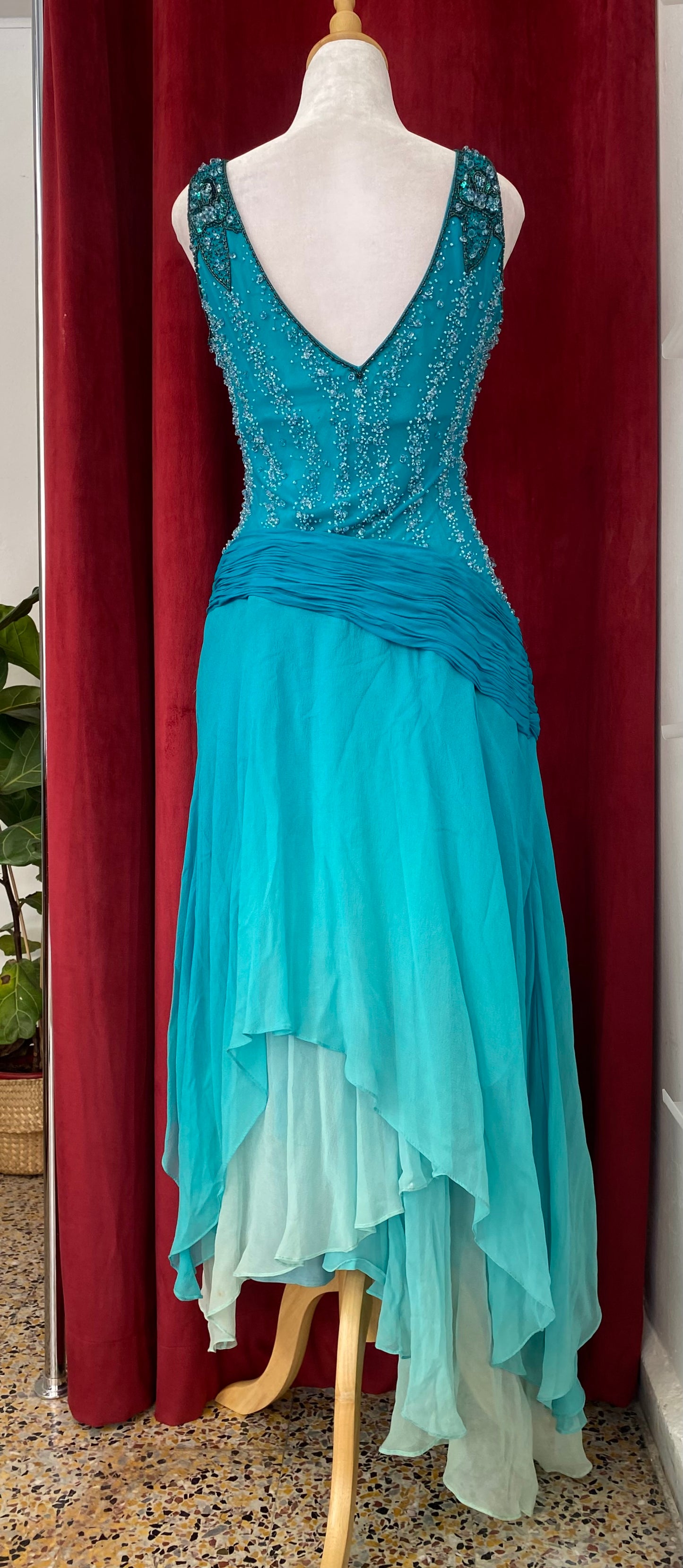 100% silk mermaid handbeaded gown