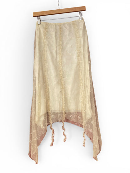 Romantic beige lace skirt
