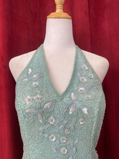 100% silk baby blue handbeaded corset 🩵