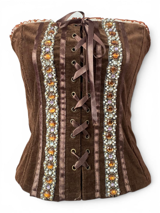 Brown velvet sequin corset 🤎