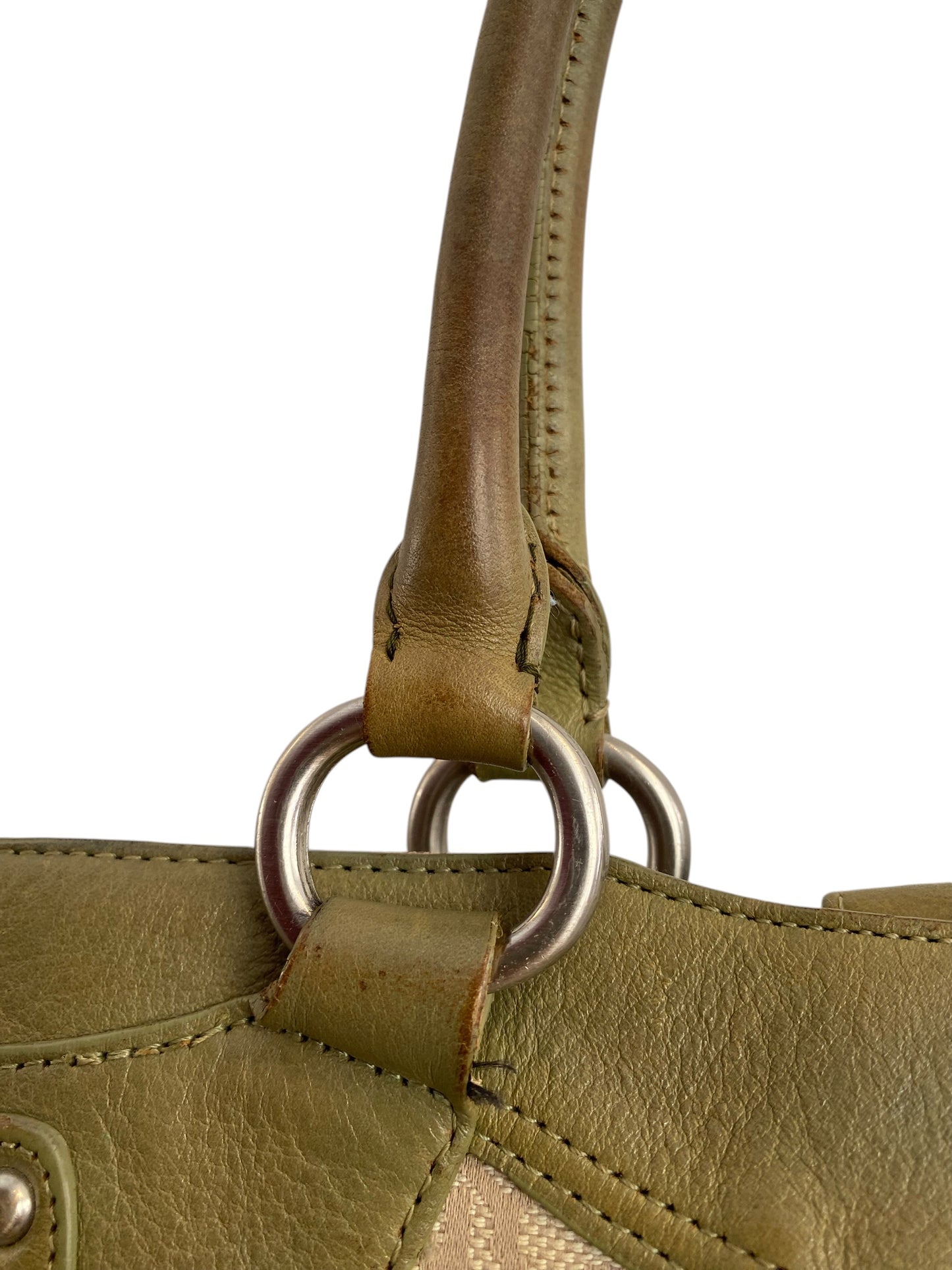 DNKY Green leather canvas bag