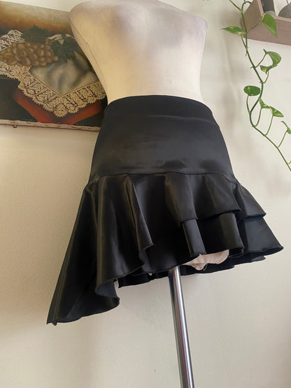 Brand new black satin mini skirt