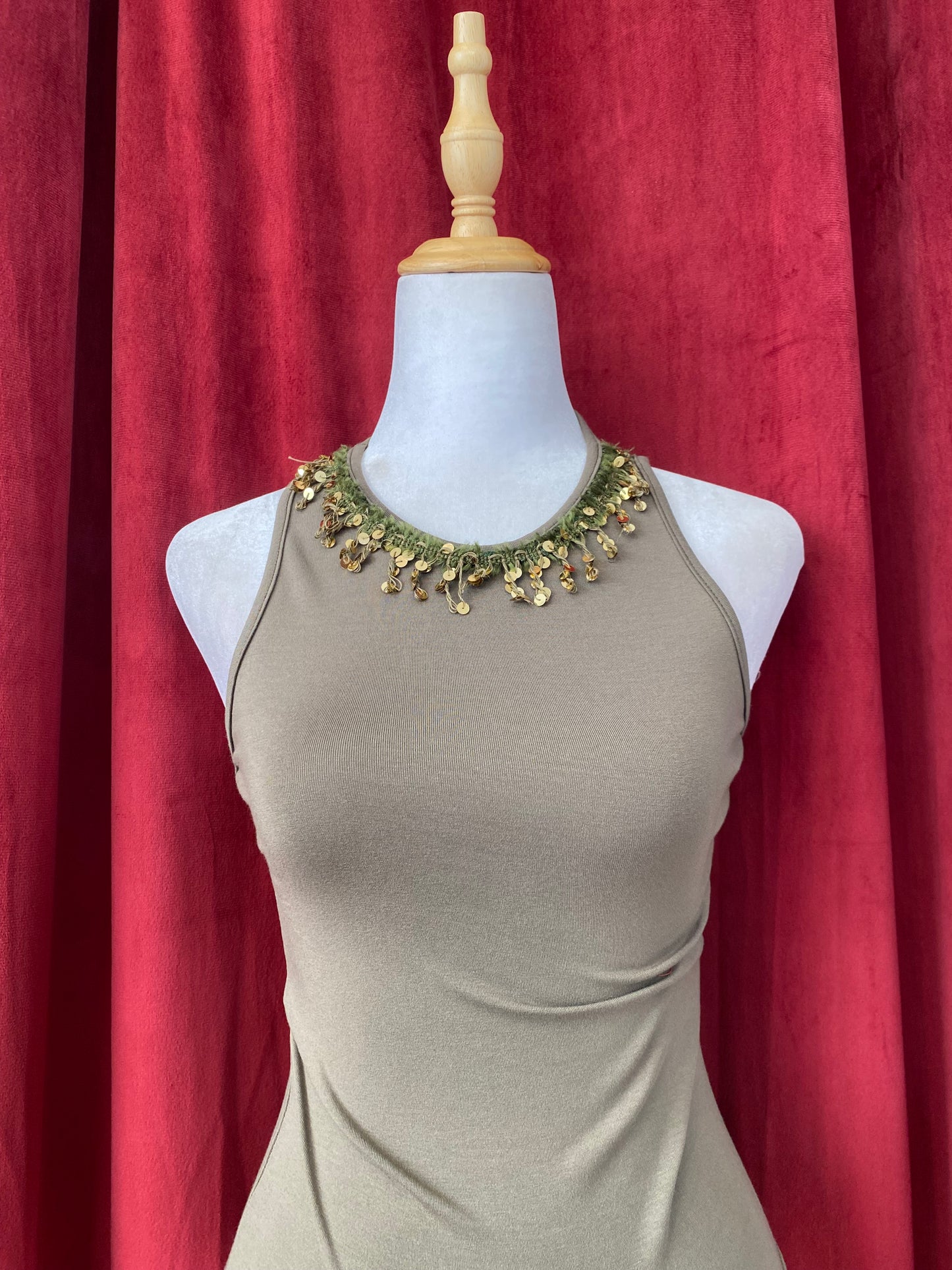 Khaki sequin crop top ✨