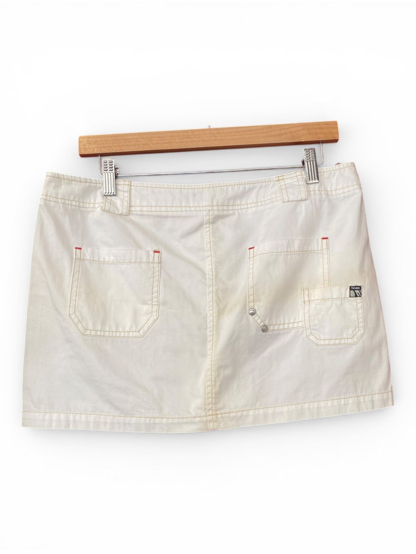 White mini cargo skirt