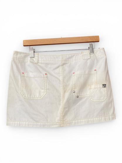 White mini cargo skirt