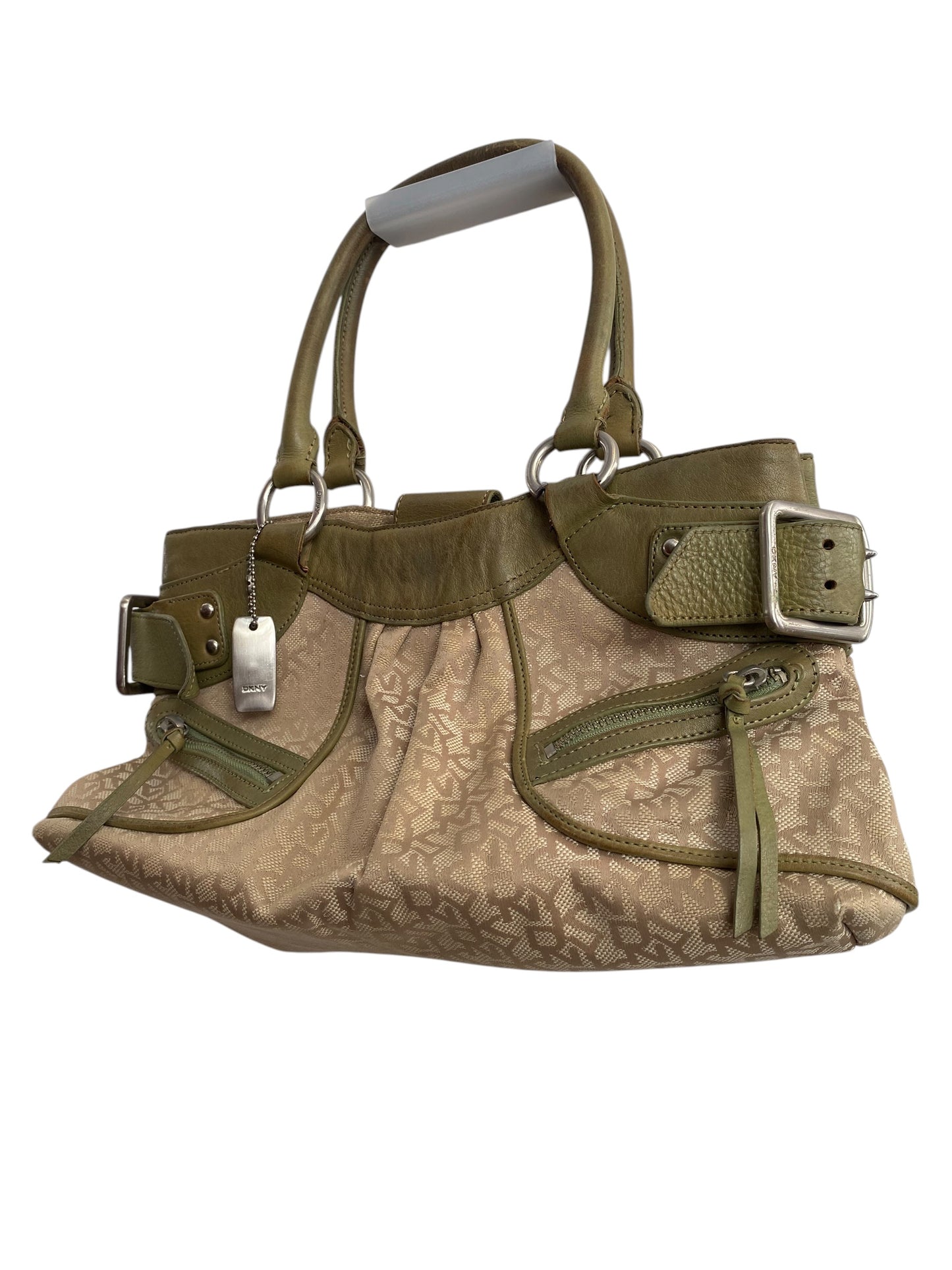 DNKY Green leather canvas bag