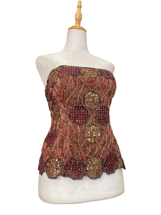 100% silk handbeaded corset ✨