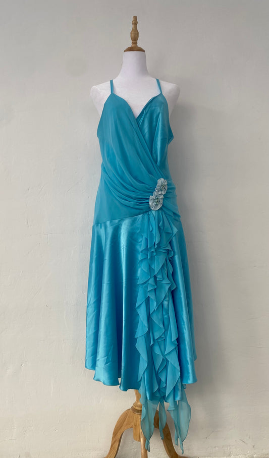 Brand new ethereal blue satin dress