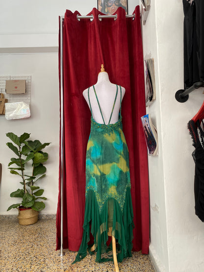 100% silk mermaid handbeaded gown 🧜