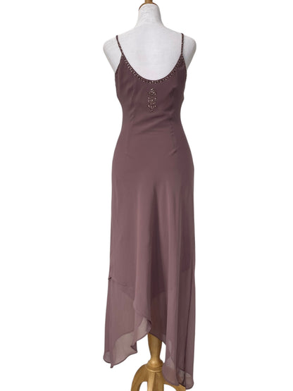 All over handbeaded mauve maxi fairy dress