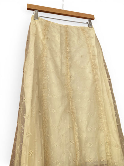 Romantic beige lace skirt