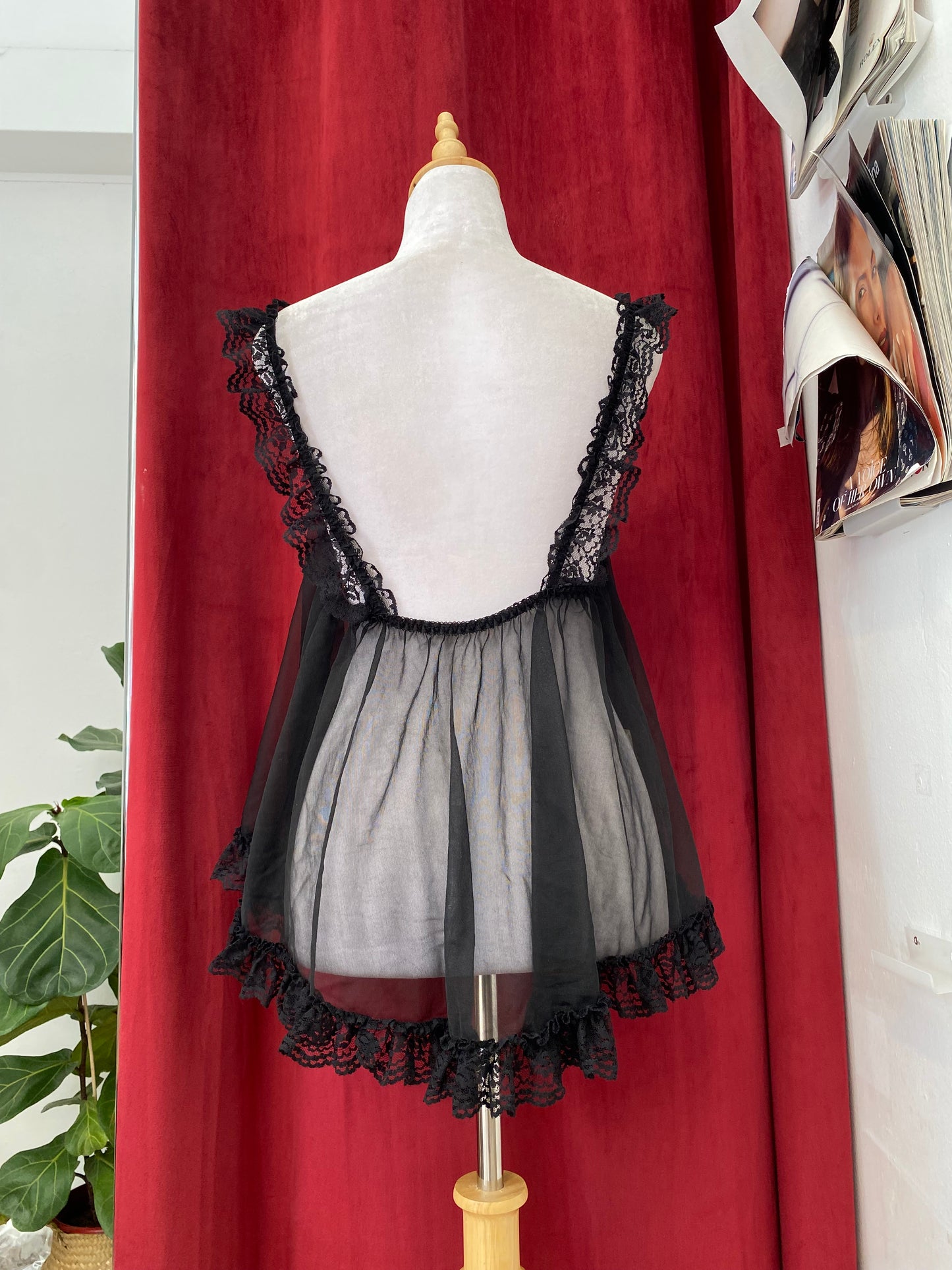 Ethereal black ruffled top