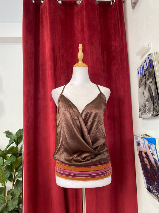 Brand new hot chocolate satin top