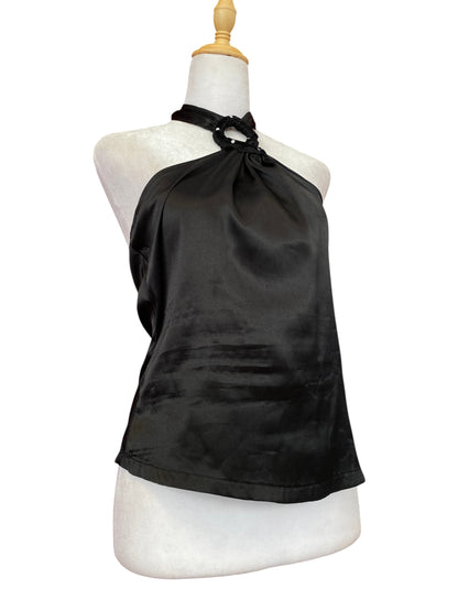 Satin summer halter top with rhinestones🕷️