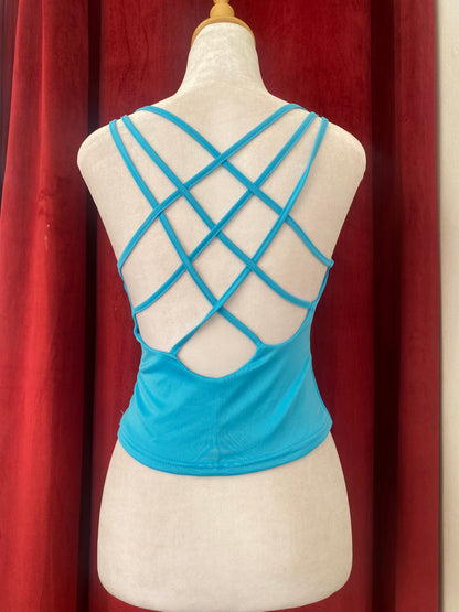 Blue open back top